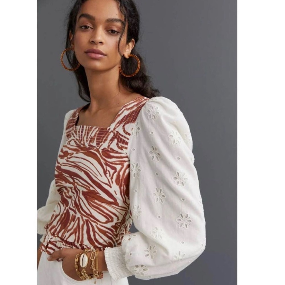 Love The Label Puff Sleeve Zebra Top